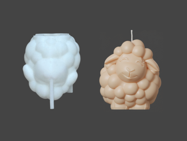 Molde silicona oveja con textura de lana para velas artesanales - Botas Blancas