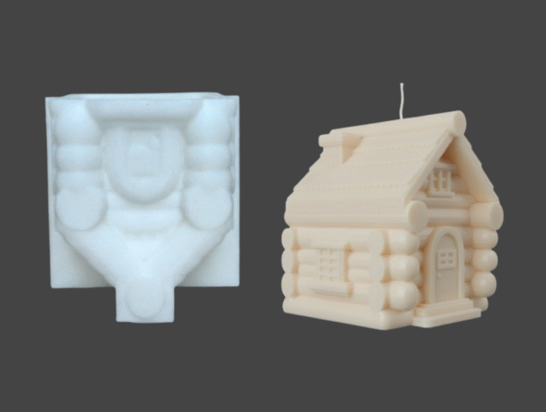 Molde silicona cabaña de troncos rústica para velas de soja invierno - Botas Blancas