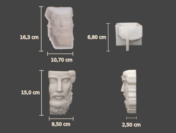 rostro_medidas Molde Silicona Rostro Griego