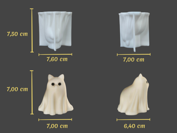 Molde Silicona Gatito Fantasma